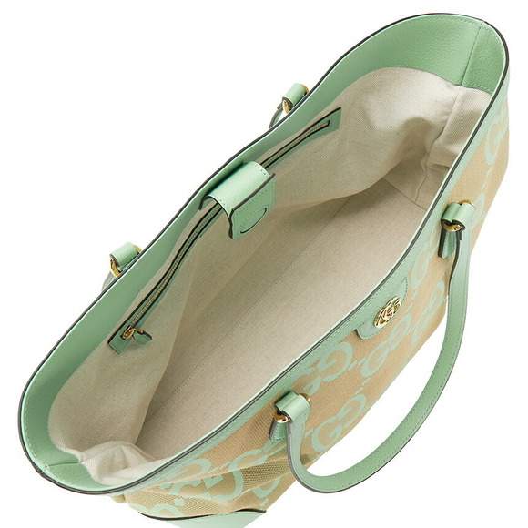 Gucci green beige GG Ophidia tote leather jumbo bag canvas - Picture 6 of 9